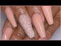 Watch Me Work: Nude Crystal Pixie Acrylic Full Set