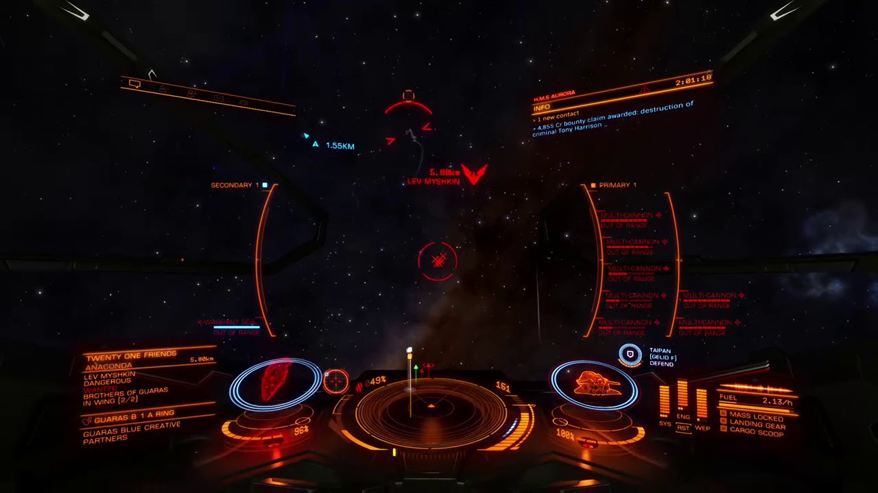 Elite Dangerous: Federal Gunship vs NPC Anaconda - All Multicannon Build