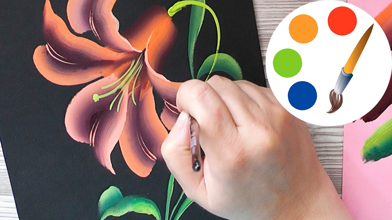 One Stroke, How to piant orange lily, Tutorial