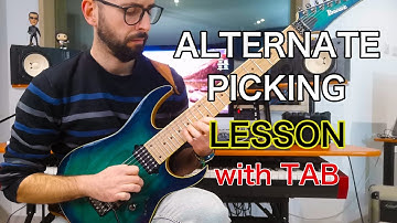 ALTERNATE PICKING GUITAR LESSON | (lick + TAB) | RICCARDO GIOGGI