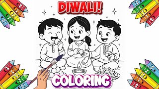 Diwali Coloring for Kids | Learn Colors with Diya and Sweets Drawing
