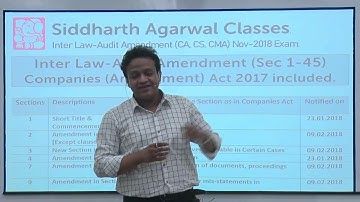 CA Inter/IPCC/CS/CMA Law & Audit | Amendment Class - 1 | Nov 2018 | Siddharth Agarwal