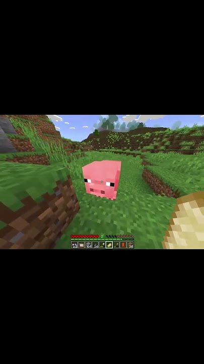 eating pork in front of a pig in minecraft