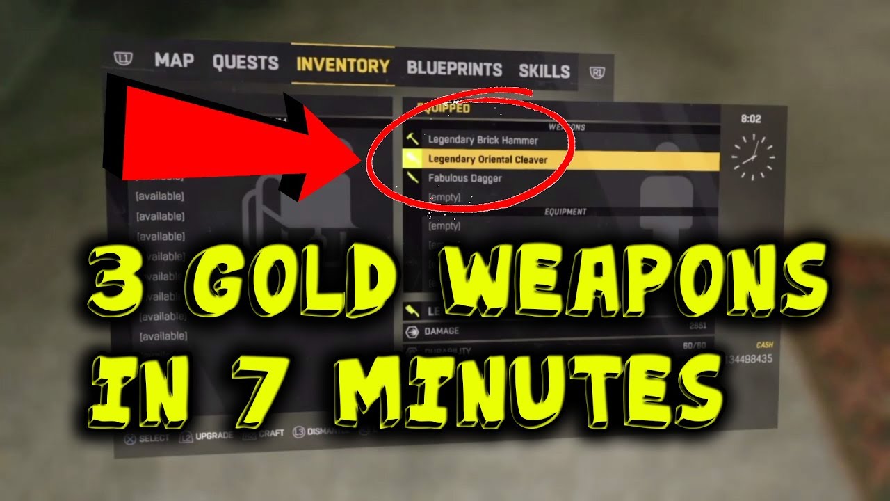gold weapons in dying light