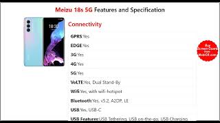 Features and Specifications of the Meizu 18s 5G on MobiCR.com!