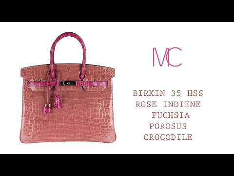 Hermes Birkin HSS 35 Bag Rose Indien / Fuchsia Porosus Crocodile Palladium