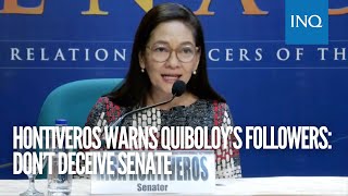 Hontiveros warns Quiboloy’s followers: Don’t deceive Senate