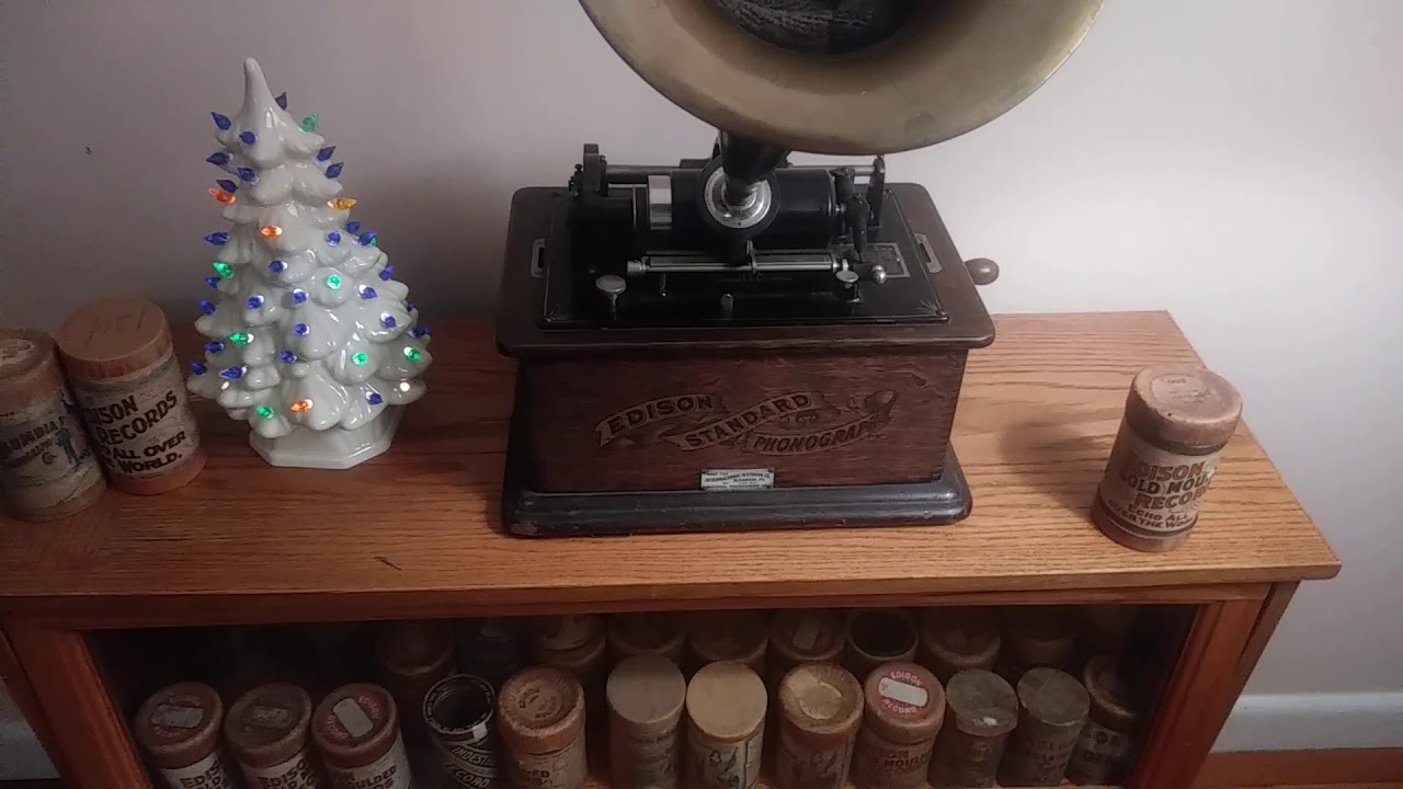 Silent Night 1905 Edison cylinder record Christmas phonograph