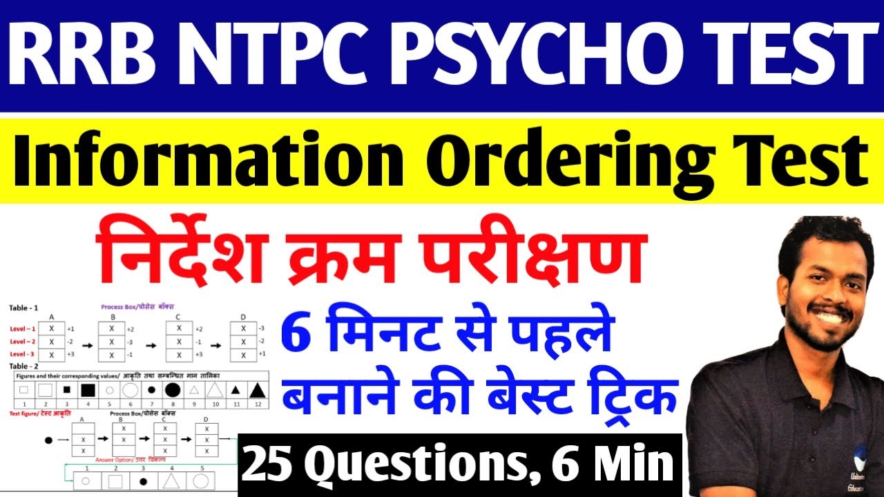 Information Ordering Test for Station Master Psycho Test | निर्देश क्रम परीक्षण | NTPC Psycho Test