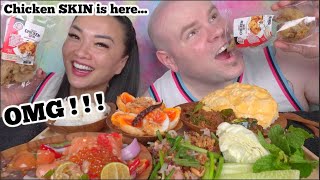 BEST THAI FOOD MUKBANG *CHICKEN SKIN SAMPLE (SOLVE THE RIDDLE) | SASVlogs