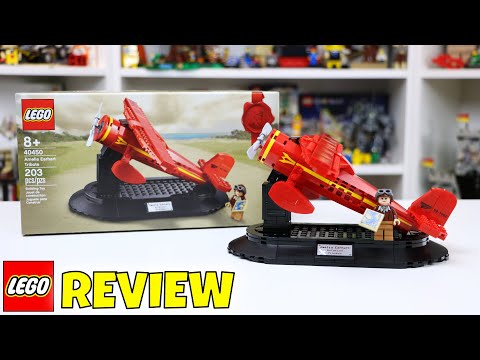YouTube thumbnail: LEGO Amelia Earhart Tribute GWP Review - LEGO Review Set # 40450