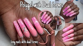 Glitter Ombre using DUAL FORMS & POLYGEL | POLYGEL  NAILS | NAIL TUTORIAL