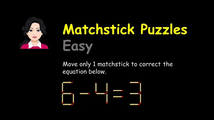 Move only 1 matchstick to correct the equation 6-4=3