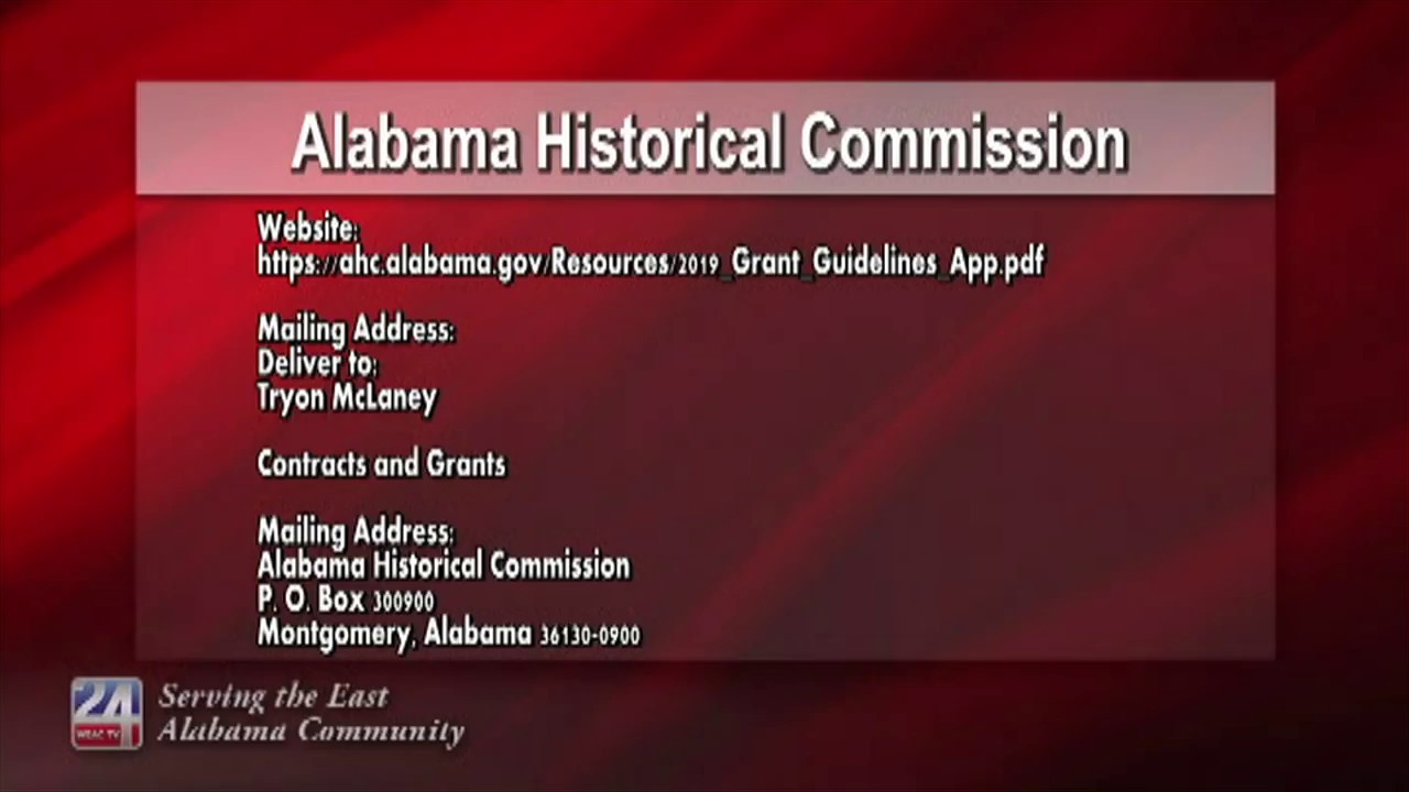 Alabama Historical Commission Administering Grant to Operators of Historical Sites