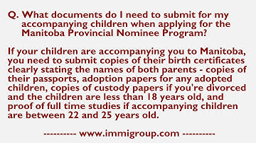 What documents do I need to submit for my accompanying children when applying for the MPNP?