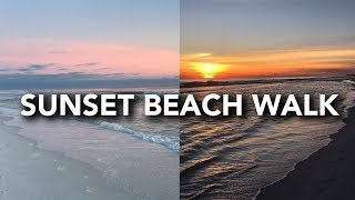 ASMR Waves Crashing  Sunset Beach Walk (Binaural, No Talking, First Person POV)