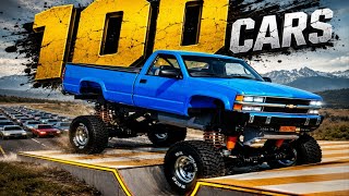 Can Any Car Survive 100 Train Track Bridges? BeamNG Drive Challenge!