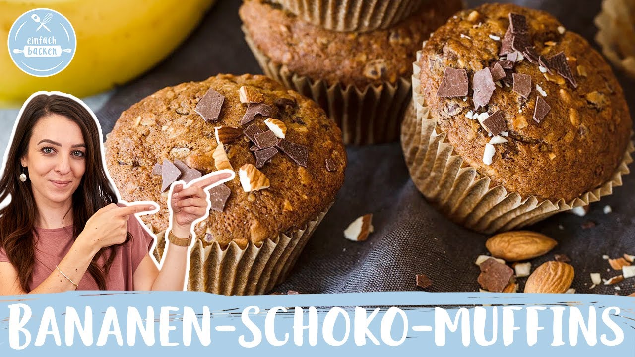 Fluffige Bananen-Schoko-Muffins 🍌🍫🧁|Schnelle Schoko Bananen Muffins | Einfach Backen