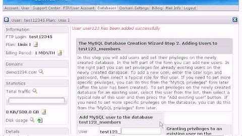 How to create a MySQL database in H-Sphere