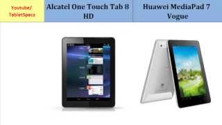 Alcatel One Touch Tab 8 HD comp. Huawei MediaPad 7 Vogue, compared with
