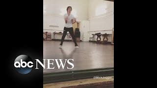 Mick Jagger dancing after heart surgery