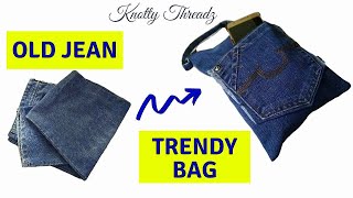 #denimrecycle #knottythreadz #bestoutofwaste #jeanupcycle #easy
#sewing #bags #handmade denim jeans diy | recycle mens into a handbag
easy bag making...