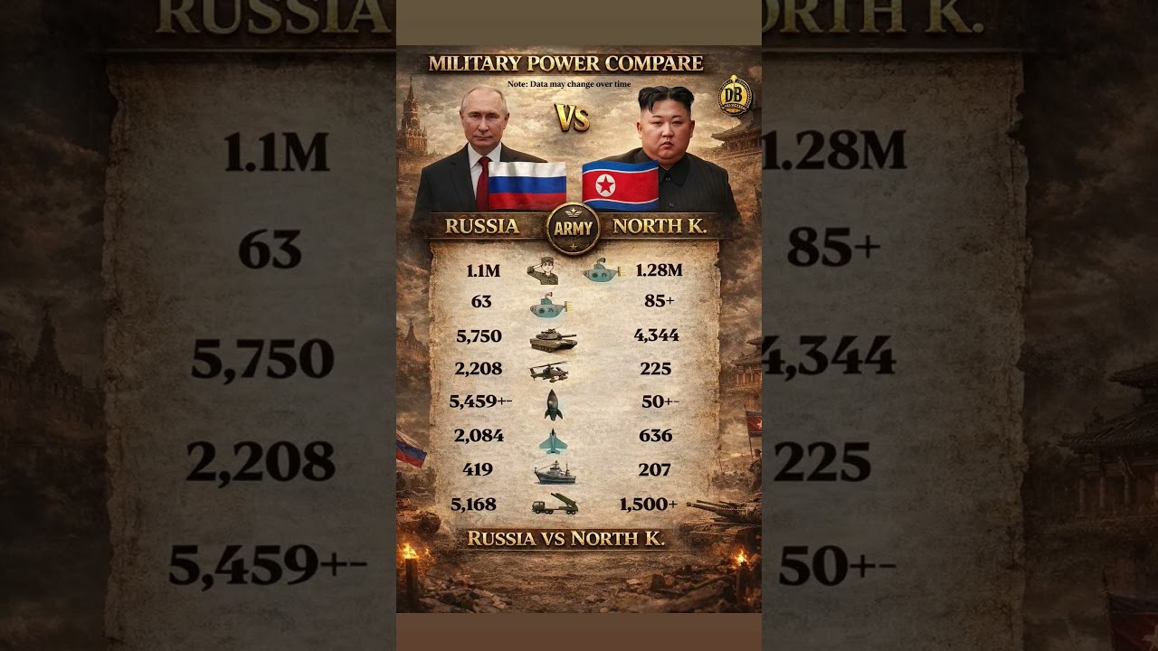 Russia vs North Korea Military Power Comparison 2025 | Army Strength, Missiles & Weapons.