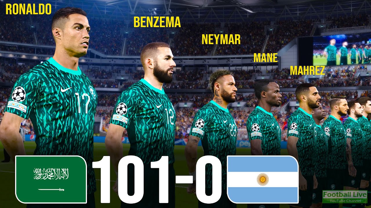 Saudi All Stars 101 - 0 Argentina | Ronaldo Benzema Neymar Mane Mahrez Kante Mendy All Stars | PES