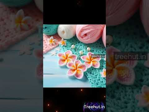 Beach theme Crochet Plumeria Flower Earrings Ideas, Summer Crochet Ideas - 5100