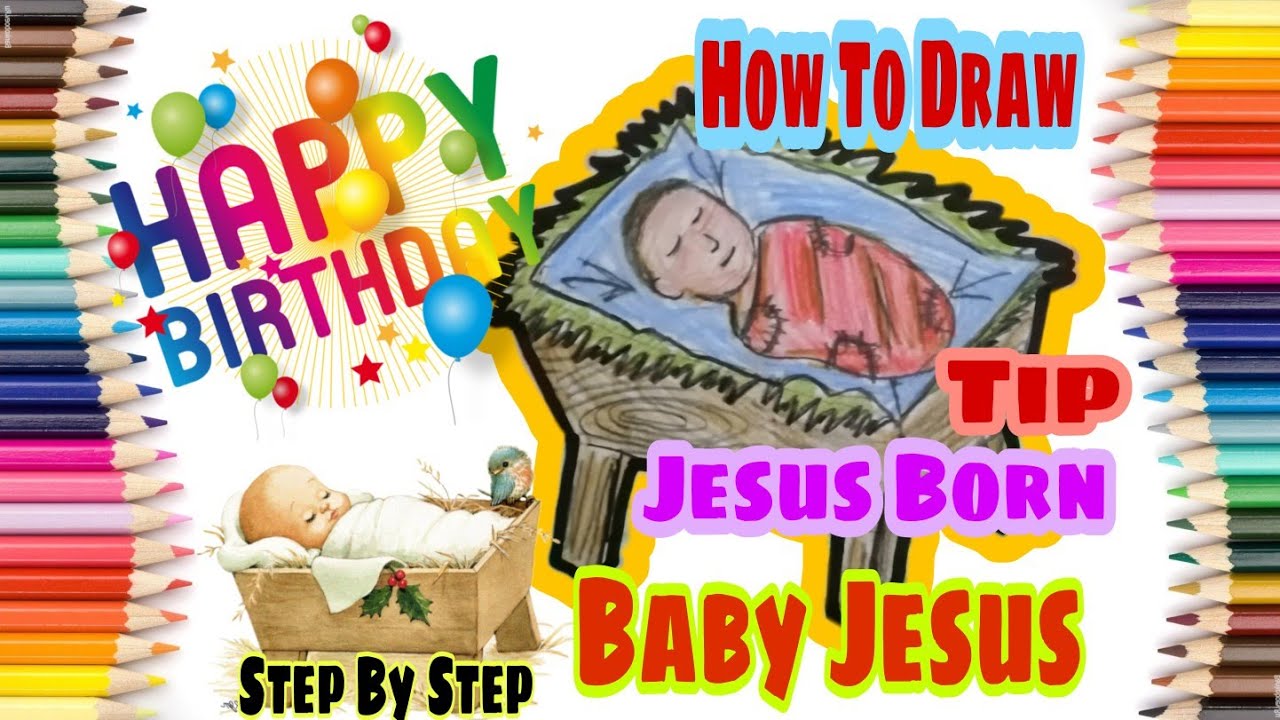 How to draw Jesus Born Draw Baby Jesus in manger YouTube