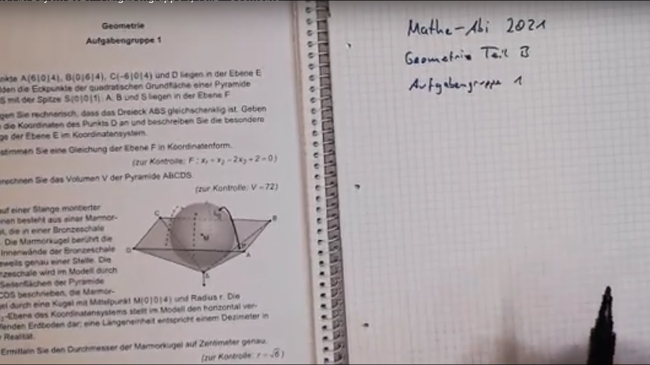 Mathe Abitur Bayern Mit Lösungen Mathe-Abi Bayern 2021 - Aufgabengruppe 1, TeilB - Geometrie - YouTube