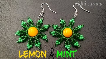 🍋Lemon&🌱Mint, Beaded Earrings || Seed bead Earrings/ Aretes how to make (0254)