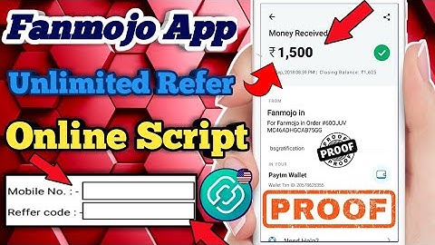 # Fanmojo App unlimited trick || @ Unlimited refer script 100% ☑ Working || live payment proof ₹ ||