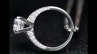 2 ct Cushion cut Diamond Ring with micro pavé sides