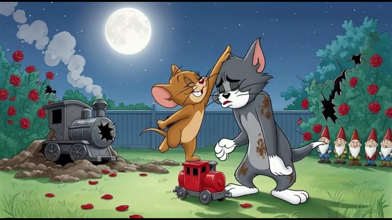 Tom Riding A Train Tom's Terrifying Toy Train Ride😎😻 / Tom and Jerry #cartoon #billi - YouTube