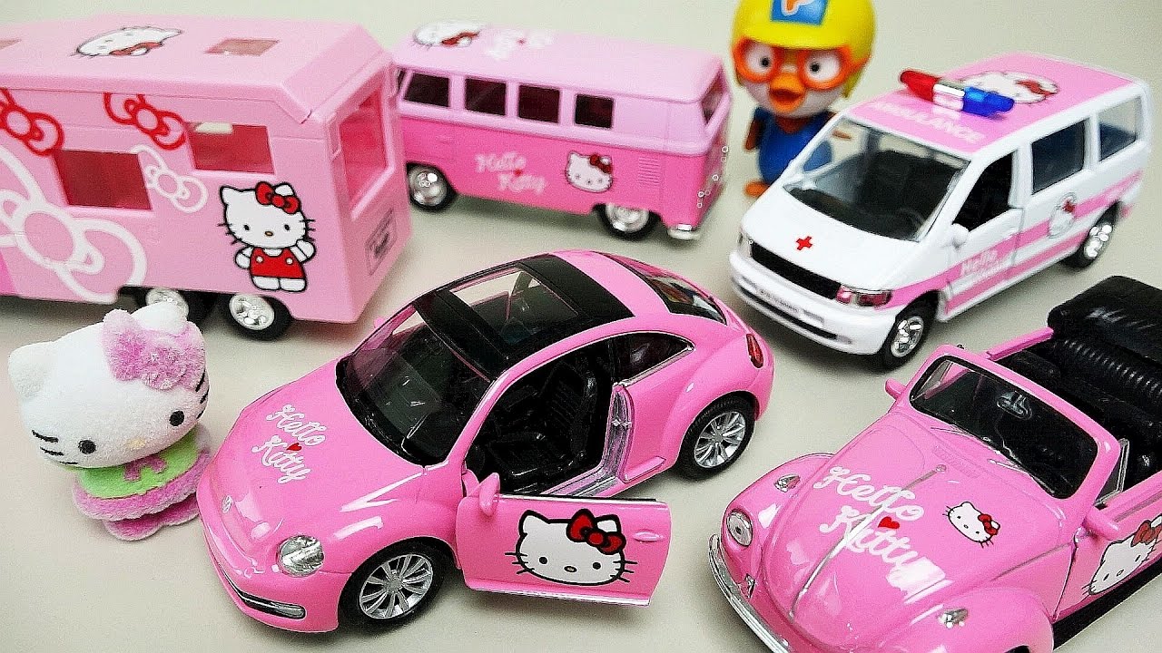 Hello Kitty car toys camping bus and Ambulance Pororo Robocar Poli