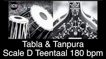 Tabla and Tanpura Scale D | Teen taal (180 bpm) madhya laya Tabla with Tanpura scale D