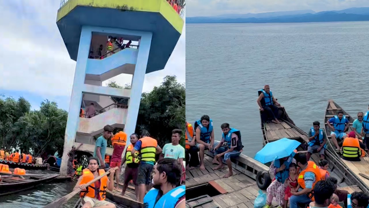 ভাসতে ভাসতে চলে আসলাম ওয়াচ টাওয়ার জামাইকে নিয়ে গোসল করতে 🥰