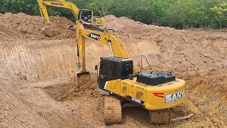 แพคคู่ร่วมด้วยช่วยกัน sany sy200c เจอ komatsu pc210-10mo เปิดบ่อใหญ่ excavator