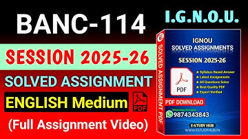 BANC 114 Solved Assignment 2025-26 English, BANC 114 Solved Assignment 25-26, BANC-114 Assignment