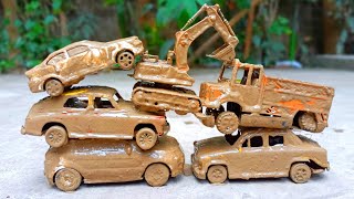 Muddy Auto Rickshaw And Taxi On The Tree Collection And Water Muddy Cleaning | Muddy Toys