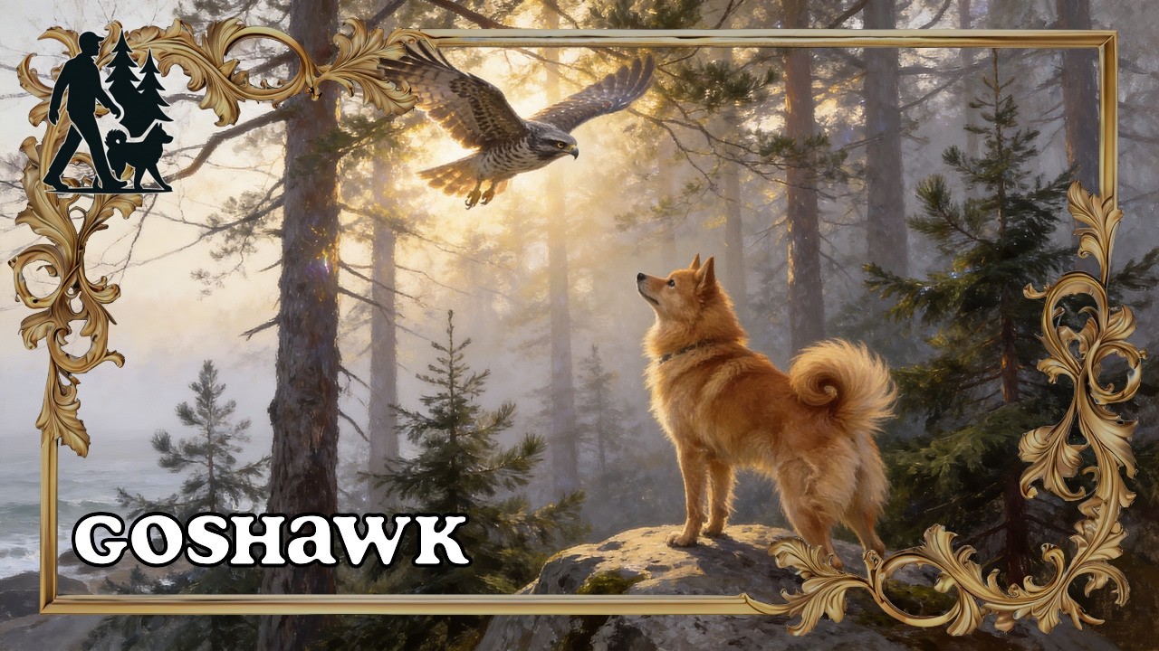 Finnish Spitz Finds a Goshawk