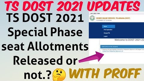 TS DOST 2021 Special Phase Seat Allotments Released or Not..?🤔 Live Proff.....