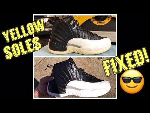 black shoes with yellow soles