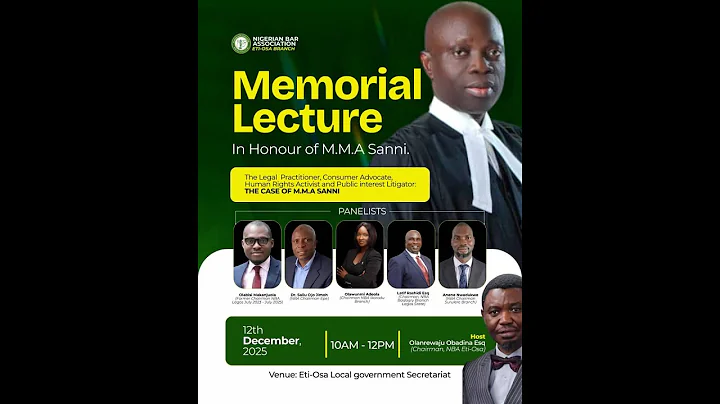 Memorial Lecture In Honour of MUFUTAU MABOKUNRINJE ADEWALE SANNI || Friday 12th December, 2025