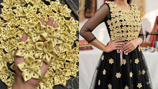 Easy 3D Flowers Tutorial Step By Step  Stylish Firock Design | Trendy Dress Design