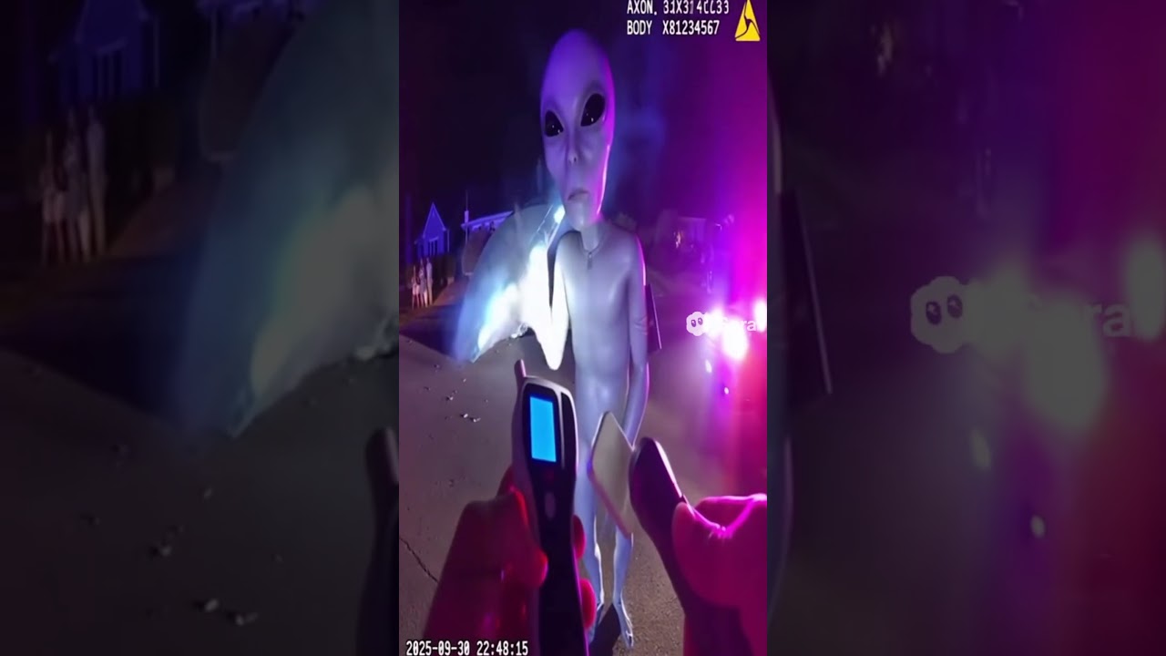 Крушение НЛО из-за пьяного пришельца — видео с кольцевой камеры и нательной камеры полицейского