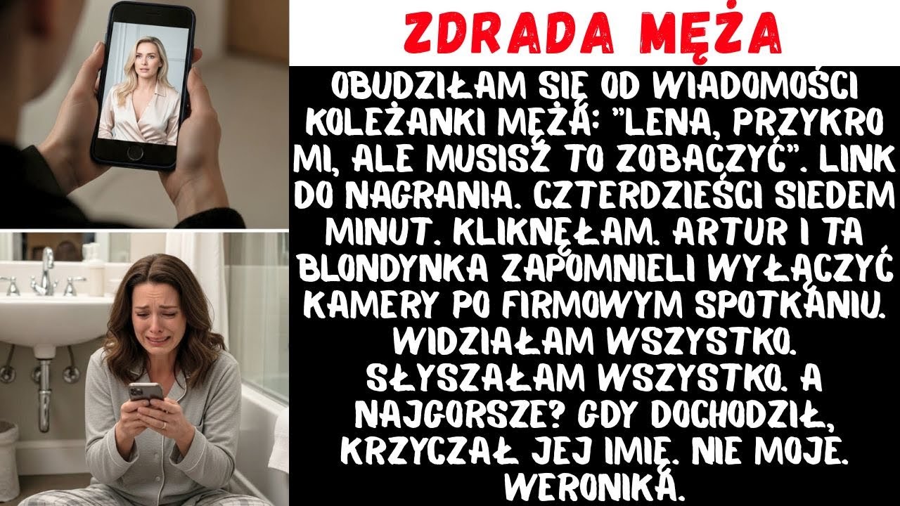 Znalazłam nagranie, na którym mój mąż, po piętnastu latach małżeństwa, masturbuje się przed swoją młodszą koleżanką z pracy i krzyczy jej imię. Obudziłam się w sobotę, a on spał na kanapie po...