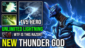 NEW THUNDER GOD 1v5 Mjollnir Unlimited Lightning 100% Max Static Link Eye of Storm Razor Dota 2