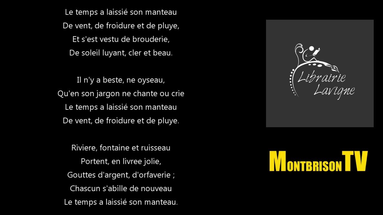 Le temps a laissé son manteau - YouTube